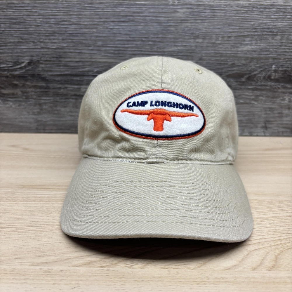 Camp Longhorn Hat Cap Strap Back Mens One Size Beige Legacy Baseball‎ Twill